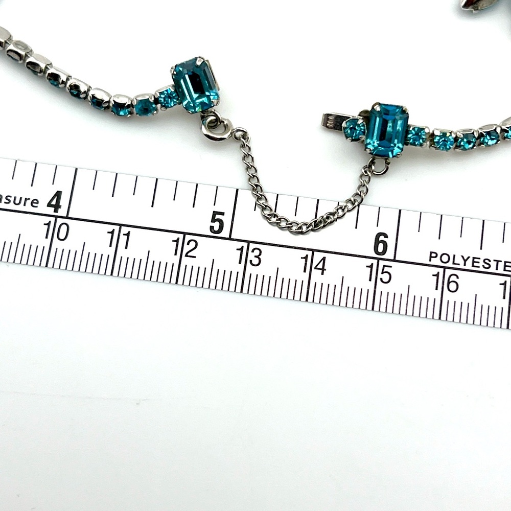Vintage Blue Glass Rhinestone Choker Necklace - Picture 8 of 9